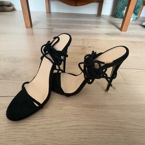 Femme LA Barely There Lace Up Heel - Noir - Picture 4 of 6